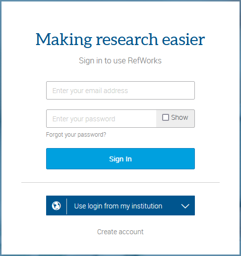 image of refworks create account modal